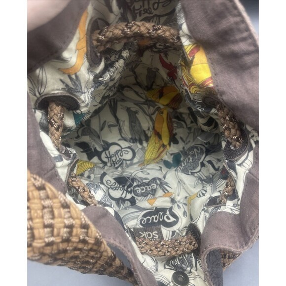 THE SAK  Brown Leather Purse W/ Woven Handle - Picture 5 of 7